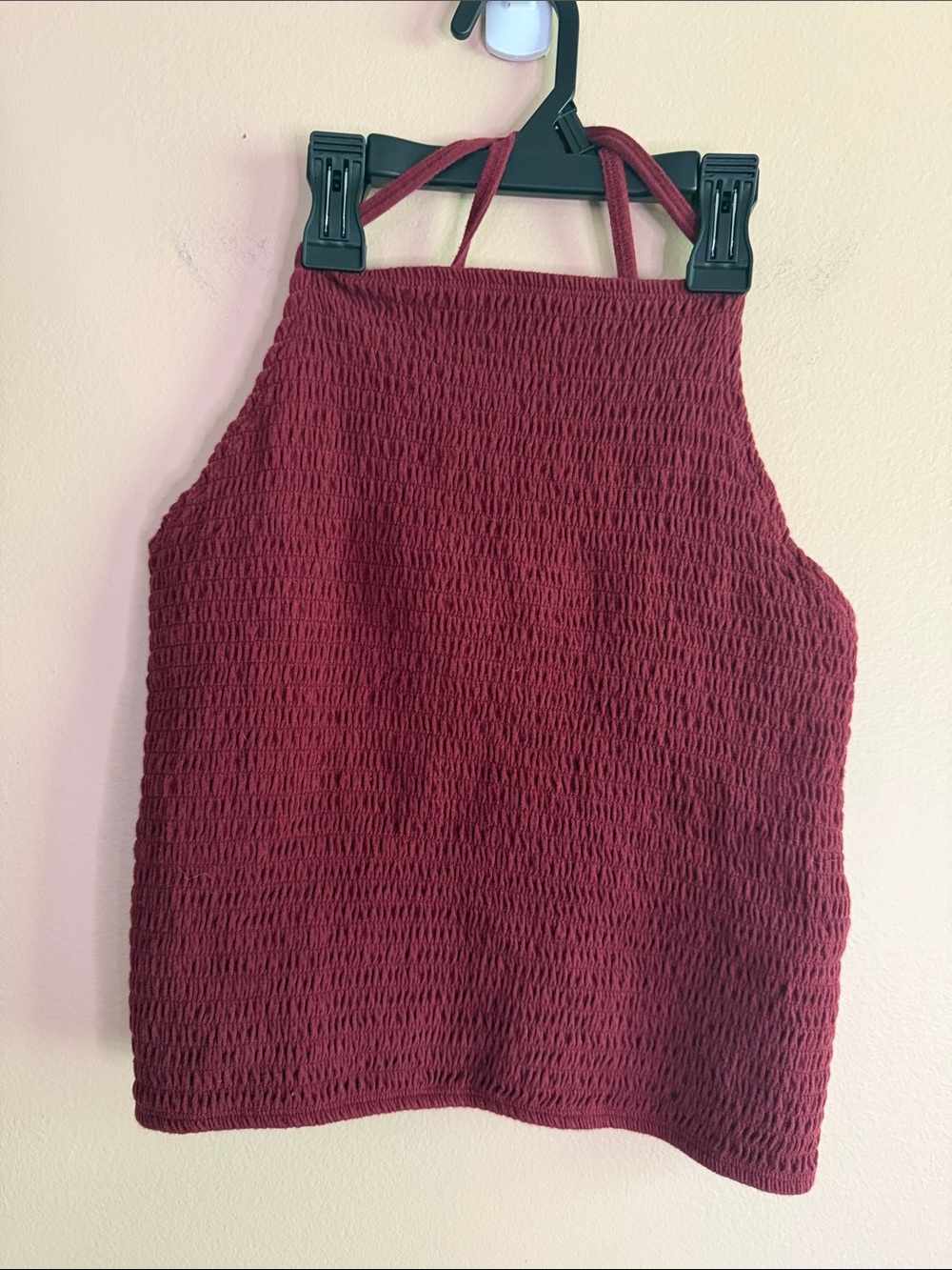 Hollister Burgundy Smocked Halter Crop Top
